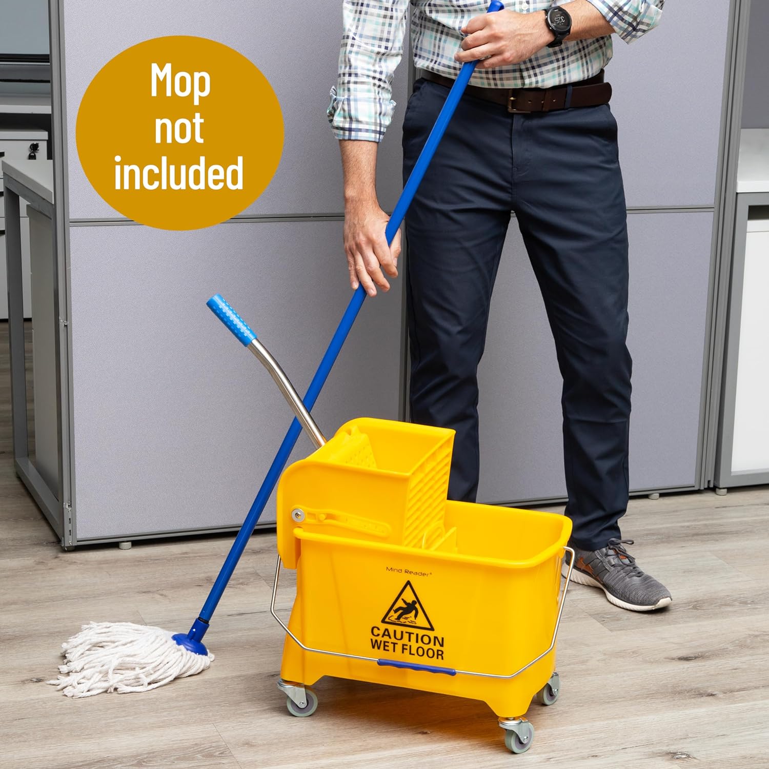 MIND READER Mop Bucket 22 Qt with Upward-Press Wringer