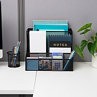 Mind Reader Desktop Organizer, Vertical File Storage, Letter Size, Office, Metal Mesh, 12.15" L x 9.5" W x 9.5" H, Black