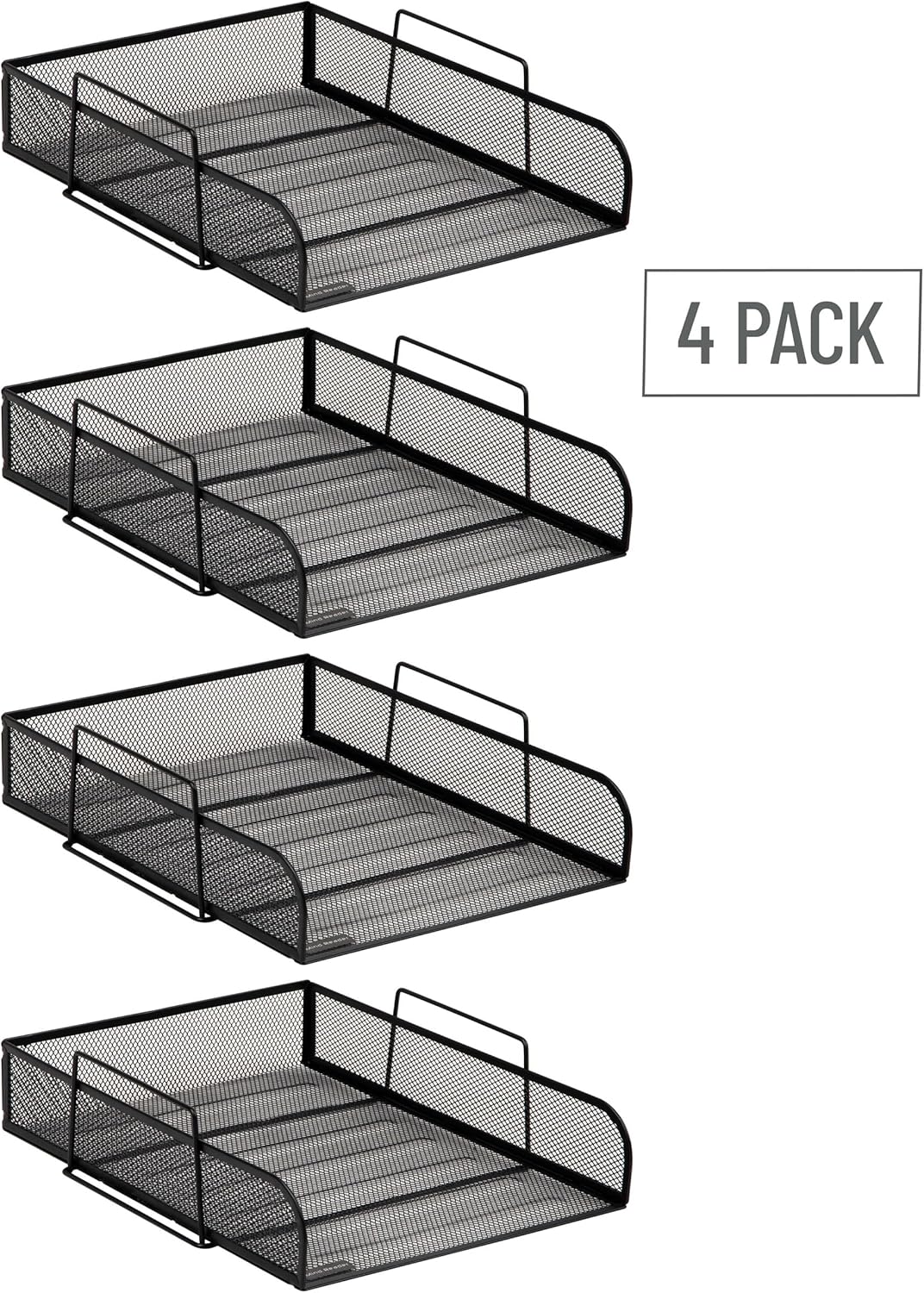 MIND READER 4-Tier Stackable Paper Tray Desktop Organizer, Metal Mesh