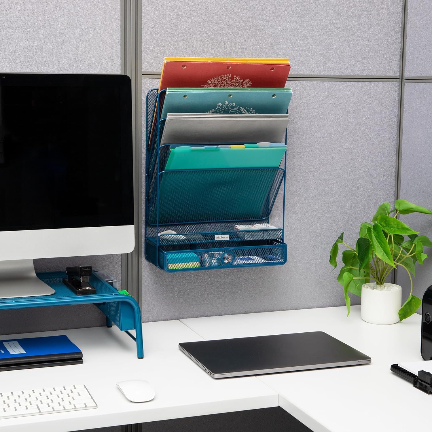 MIND READER 4-Tier Vertical File Organizer, Desktop & Wall Mount, Metal