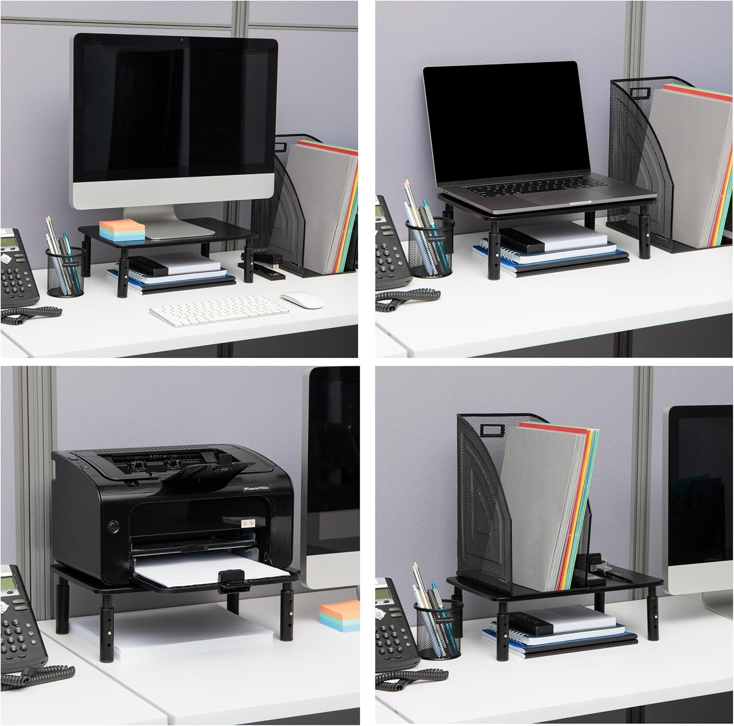 MIND READER Monitor Stand, Height Adjustable, Ventilated Laptop Riser, Metal, 14.5" L x 9.25" W x 4-5.5" H