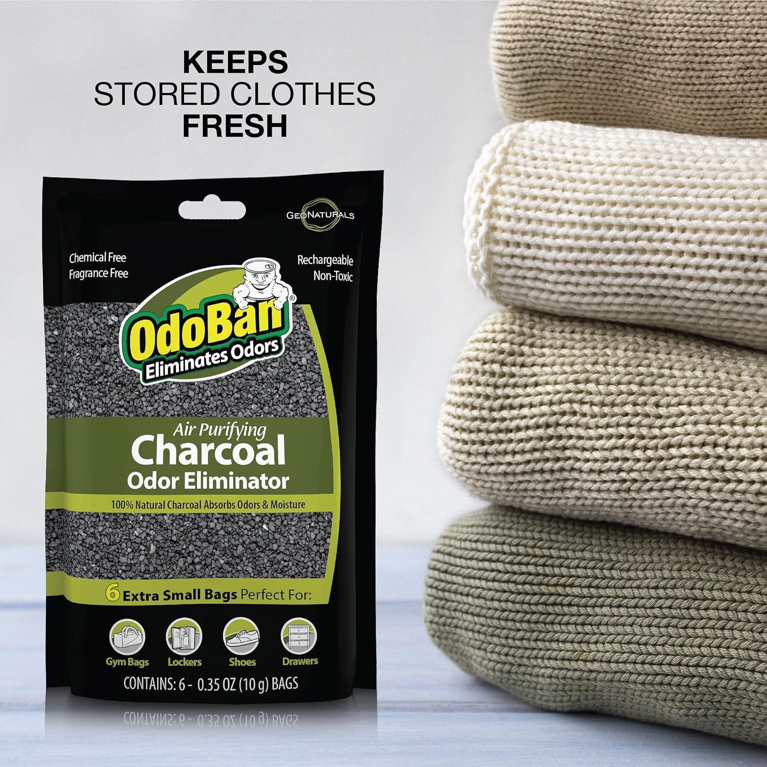 OdoBan Air Purifying Charcoal Natural Odor Eliminator, Non-Toxic Formula, Made in the USA, Fragrance Free