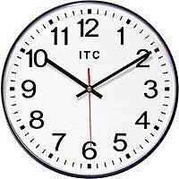 Infinity Instruments 12 Inch Prosaic Round Non-Ticking Silent Battery Operated Easy to Read Clock for Office, Classroom, School, Black