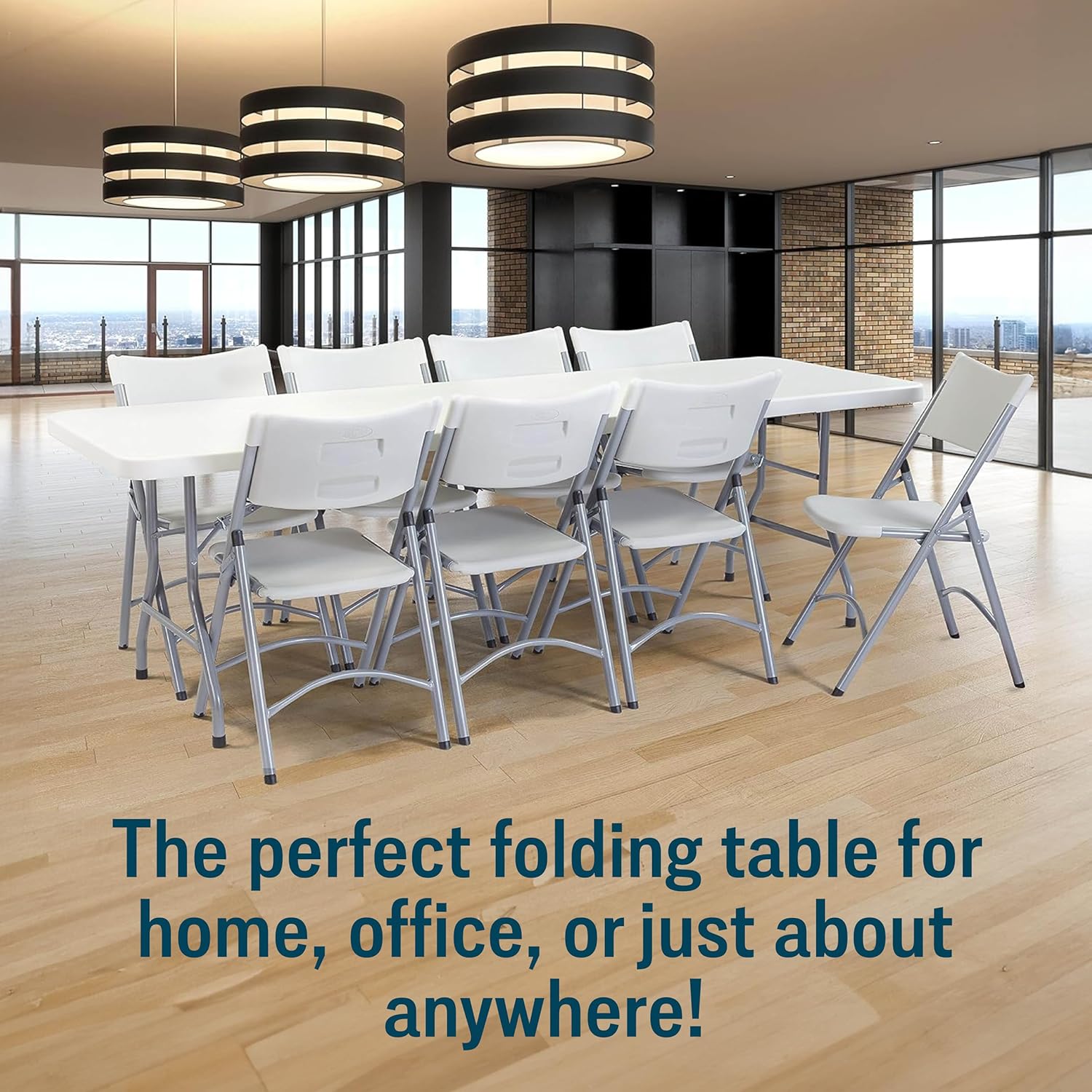 National Public Seating Plastic Folding Table - Heavy-Duty Portable Indoor/Outdoor