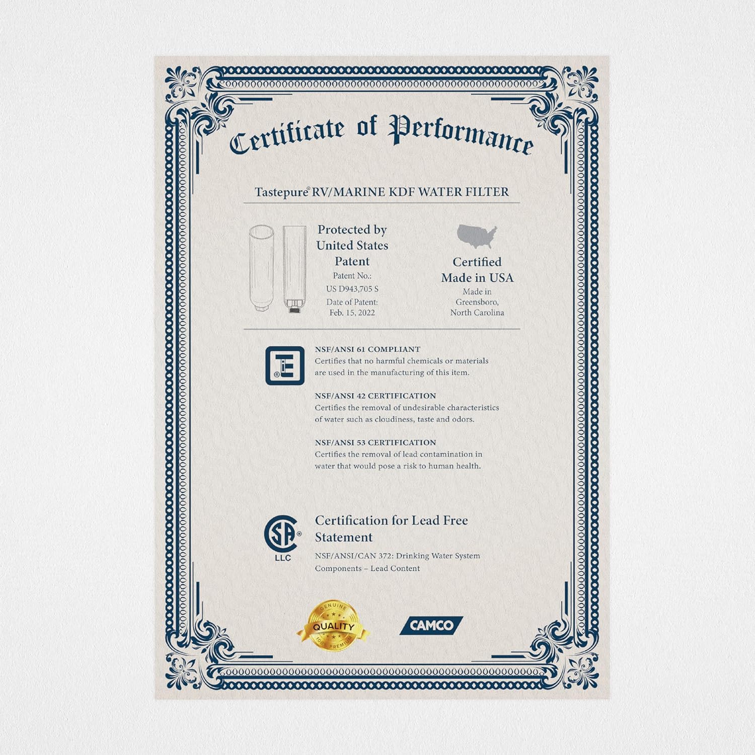 Camco TastePURE RV Water Filter - New & Advanced RV Inline Water Filter with Flexible Hose Protector