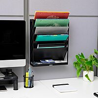 Mind Reader 5-Tier Vertical File Holder, Desktop Organizer, Wall Mount