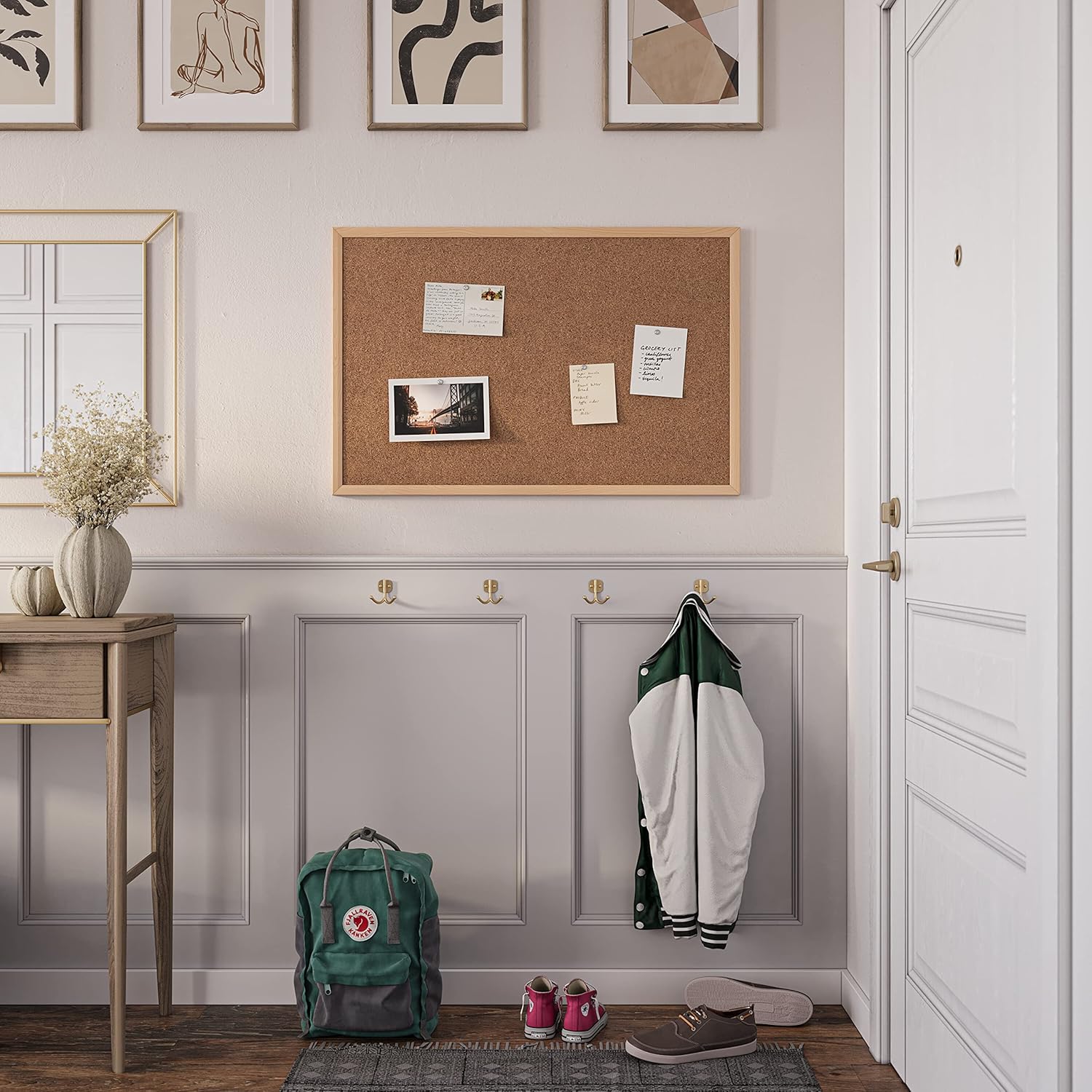 U BRANDS Cork Bulletin Board, Birch Wood Frame