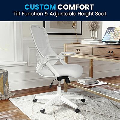 Flash Furniture Porter High-Back Mesh Ergonomic Swivel Office Chair with Adjustable Lumbar Support and Flip-Up Armrests