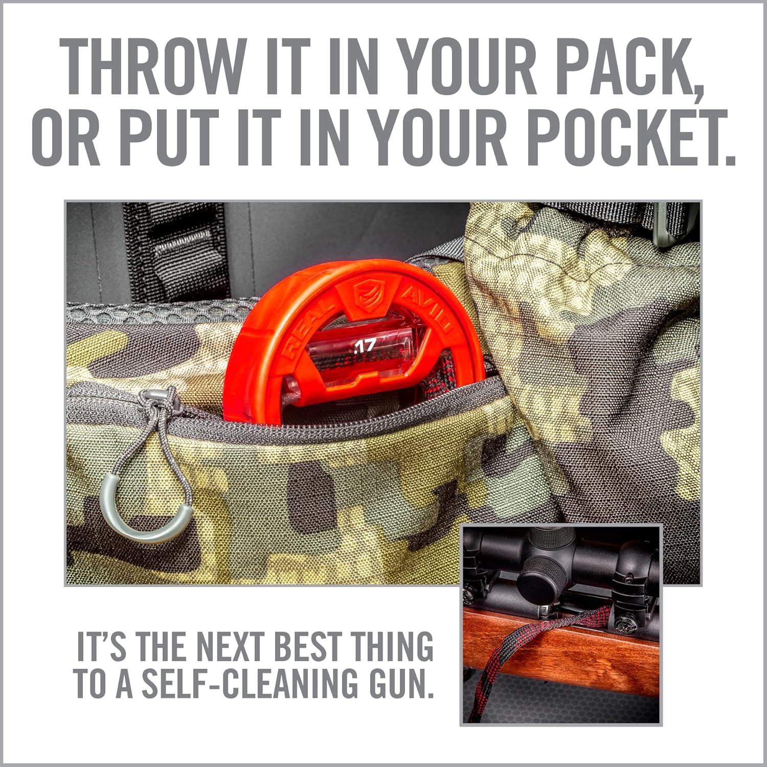 Real Avid Bore Boss Gun Cleaning System - Rapid Pull Through Barrel & Bore Cleaning Cable with Integrated Brush & Mop
