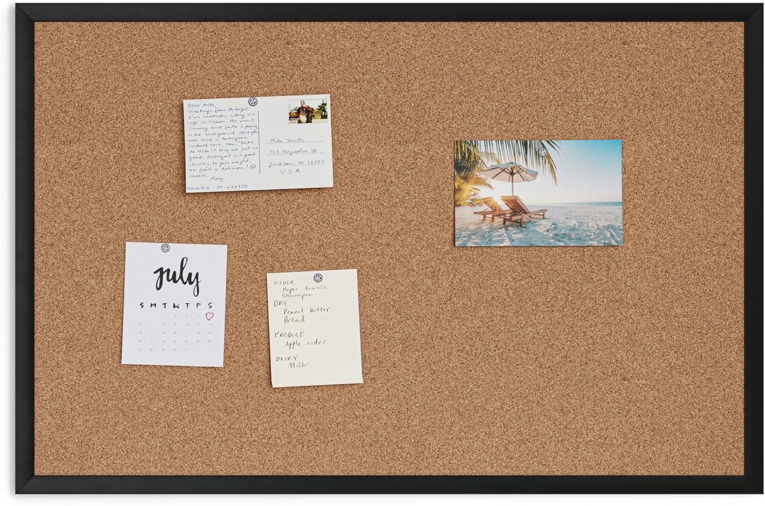 U Brands Cork Bulletin Board with Wood Frame