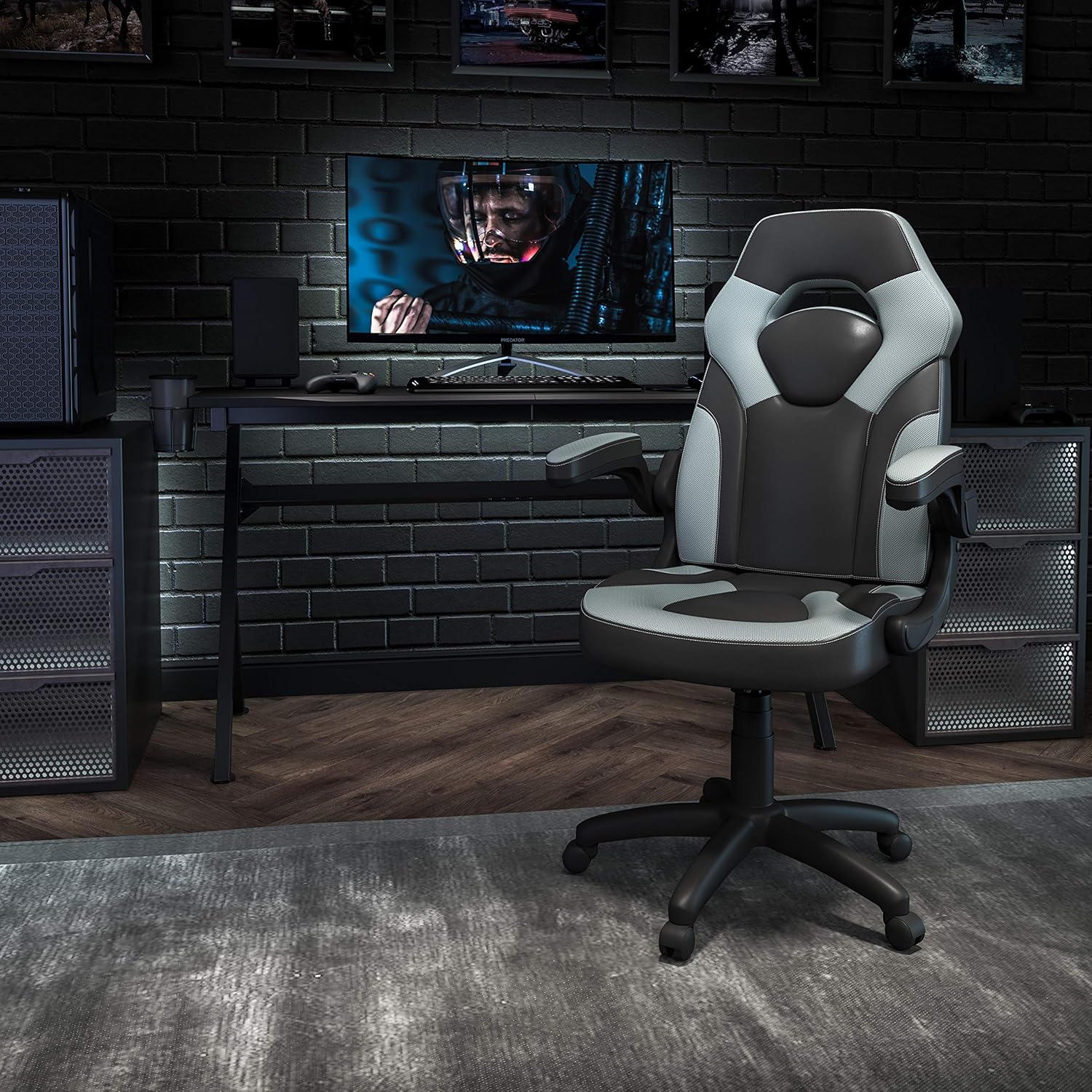 Flash Furniture X10 High-Back LeatherSoft Racing Style Gaming Chair with Flip-Up Arms