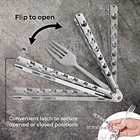 CALIBER GOURMET Butterfly Knife Style Folding Stainless Steel Utensil