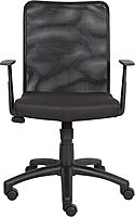 Boss Office Products Budget Mesh Task Chair with Arms in Black With T-Arms