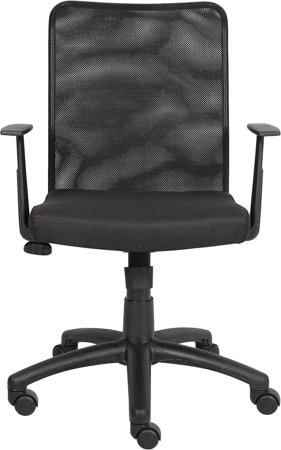 Boss Office Products Budget Mesh Task Chair with Arms in Black With T-Arms