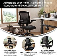 Flash Furniture Kale Mid-Back Swivel Office Chair with Adjustable Foot Ring, Lumbar Support, and Seat Height