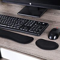 Mind Reader Ergonomic Keyboard and Mouse Wrist Rest Set, Gaming Accessory, Memory Foam, 16.75" L x 3" W x 0.75" H, 2 pcs, Black Single Black