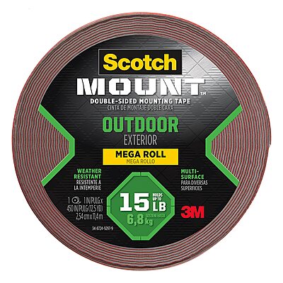 Scotch Mounting, Fastening & Surface Protection Scotch Permanent Outdoor,1 Inch x 450 Inches (4011-LONG) Mounting Tape
