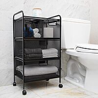 MIND READER Metal Mesh Rolling Storage Cart with Removable Drawers