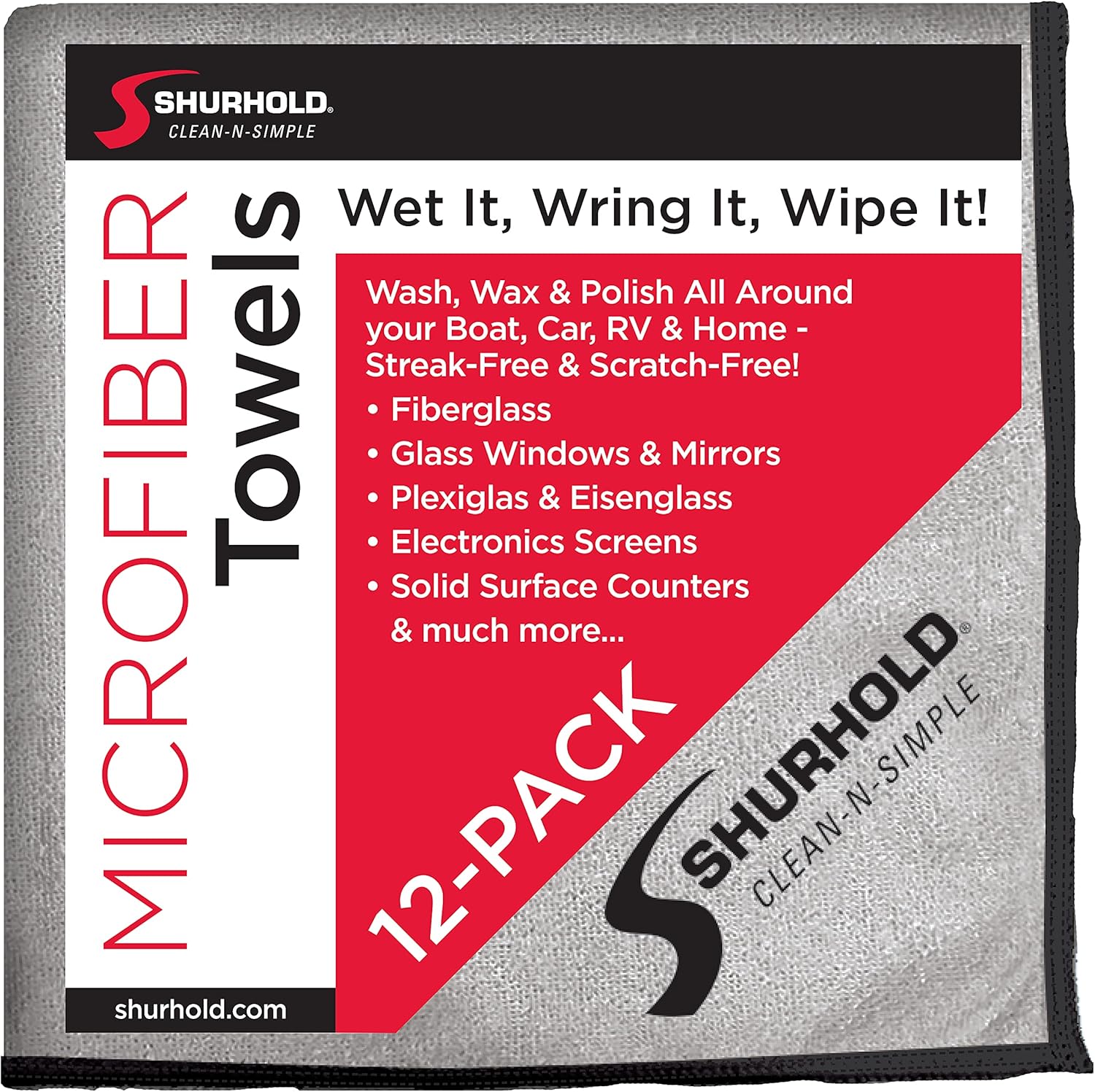 Shurhold Glass & Mirror Microfiber Towels - 12-Pack