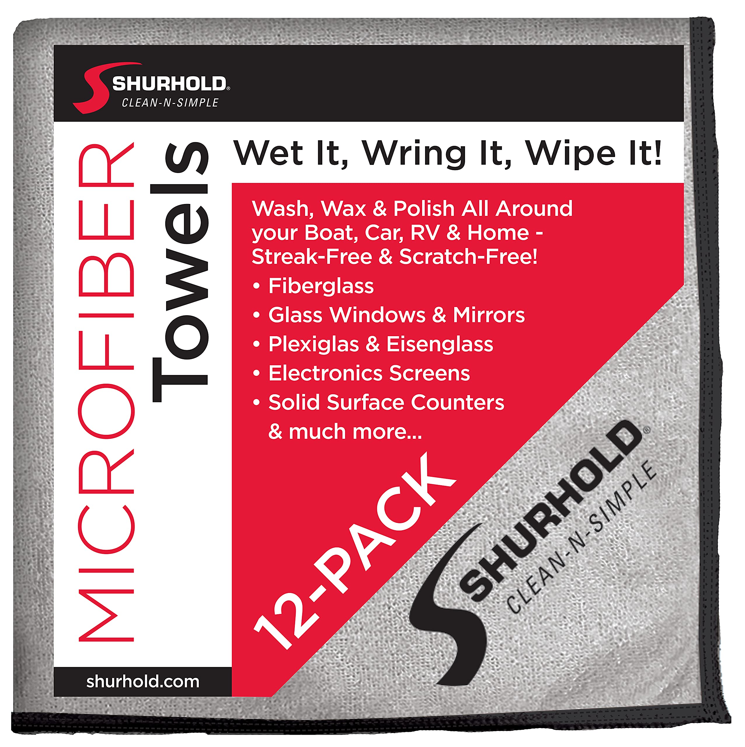 Shurhold Glass & Mirror Microfiber Towels - 12-Pack