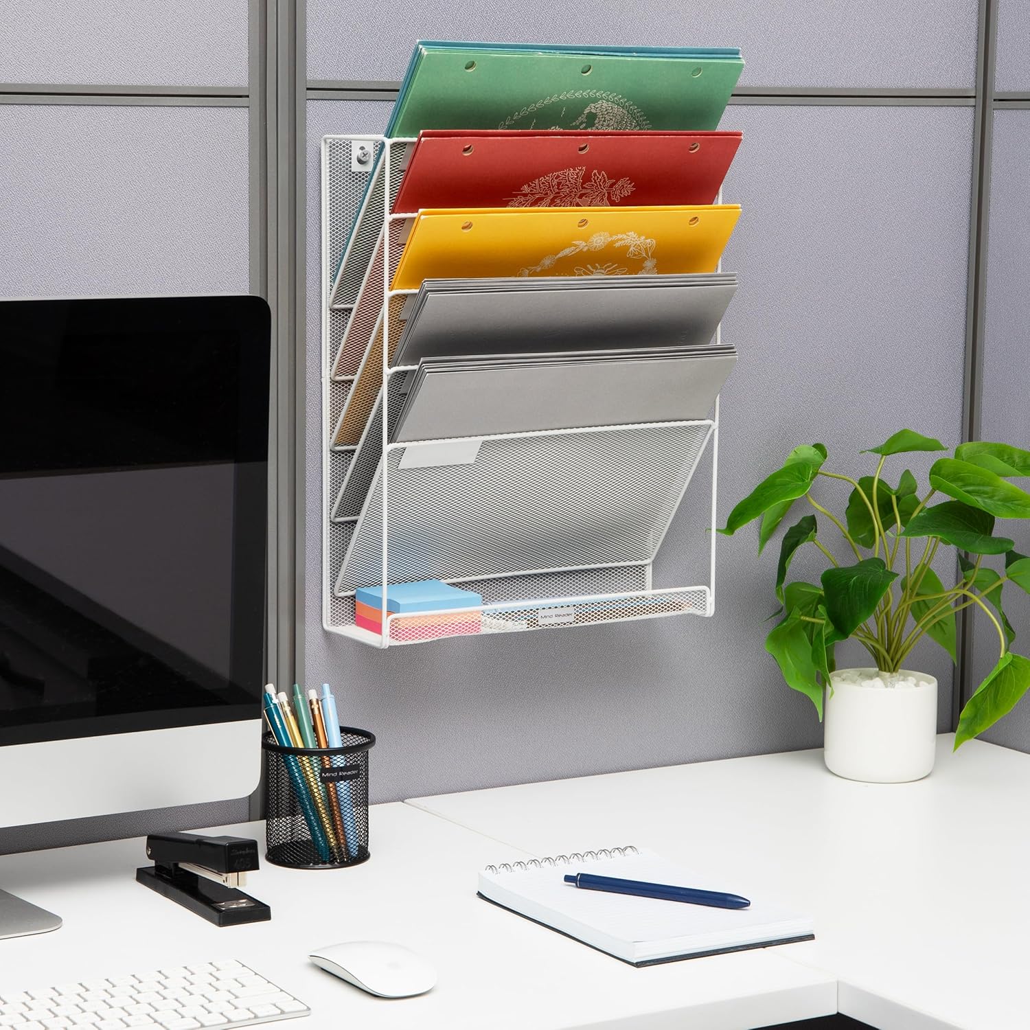 Mind Reader 5-Tier Vertical File Holder, Desktop Organizer, Wall Mount