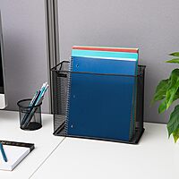 Mind Reader Vertical File Storage, Desktop Organizer, Hanging Files, Office, Metal Mesh, 12.25"L x 5.5"W x 10"H, Black Black 12.25 x 5.5 x 10