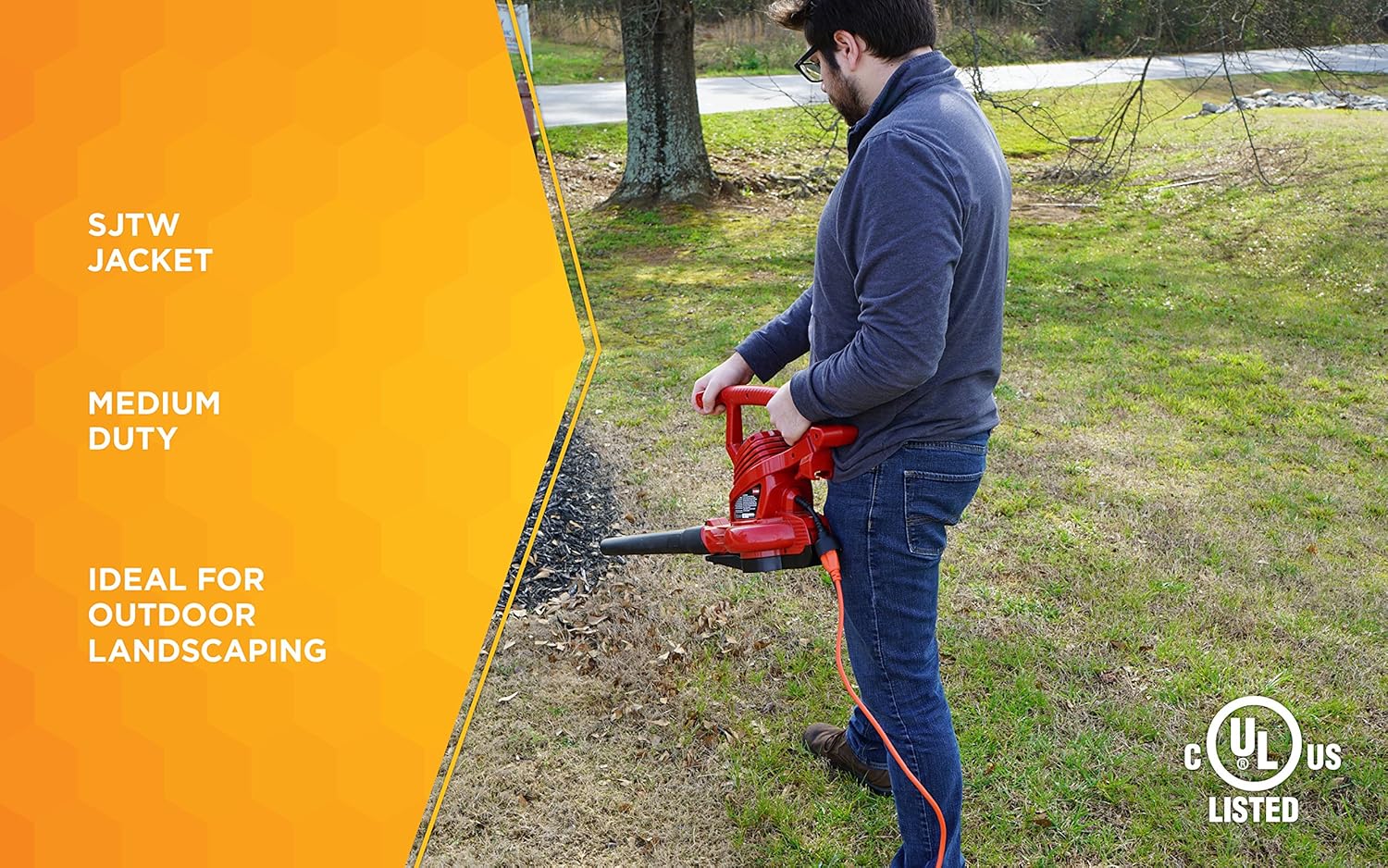 Southwire Extension Cord - Standard SJTW Design for Outdoor Use - Waterproof Vinyl Jacket - Bright Orange for Visibility