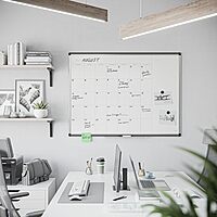 U Brands PINIT Magnetic Dry-Erase Monthly Calendar Board, Silver Aluminum Frame