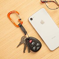 Nite Ize SlideLock Key Ring, Locking Carabiner Key Chain with Webbing