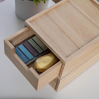 MARTHA STEWART Weston Stackable Wooden Storage Boxes with Pullout Drawers, Paulownia Wood Organizers