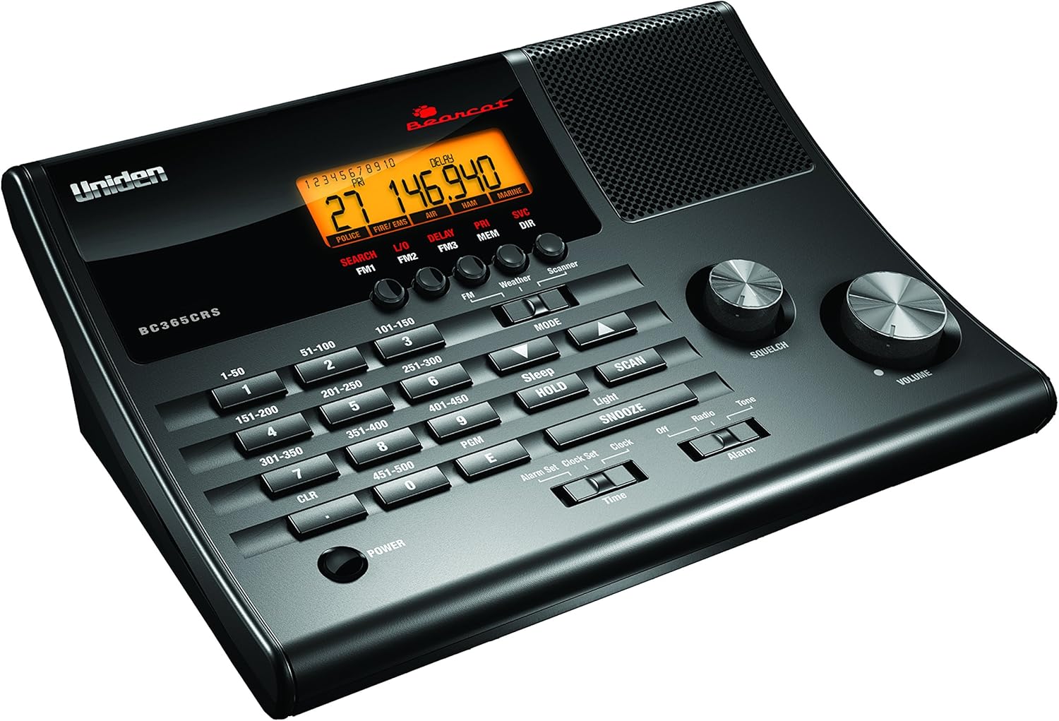 Uniden BC365CRS 500 Channel Scanner and Alarm Clock, Snooze, FM Radio, Weather Alerts, Search Bands used for Aviation