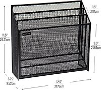 Mind Reader Vertical File Storage, Desktop Organizer, Workspace, Office, Metal Mesh, 12.5" L x 3.75" W x 11.5" H, Black Single