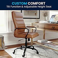 Flash Furniture Whitney Swivel LeatherSoft Desk Chair with Padded Seat and Armrests