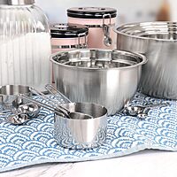 MegaChef 14 Piece Stainless Steel Measuring Cup and Spoon Set with Mixing Bowls, Silver