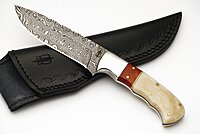 BucknBear Custom Handmade Damascus Fixed Blade Hunting Knife (Micarta & Bone Handle)