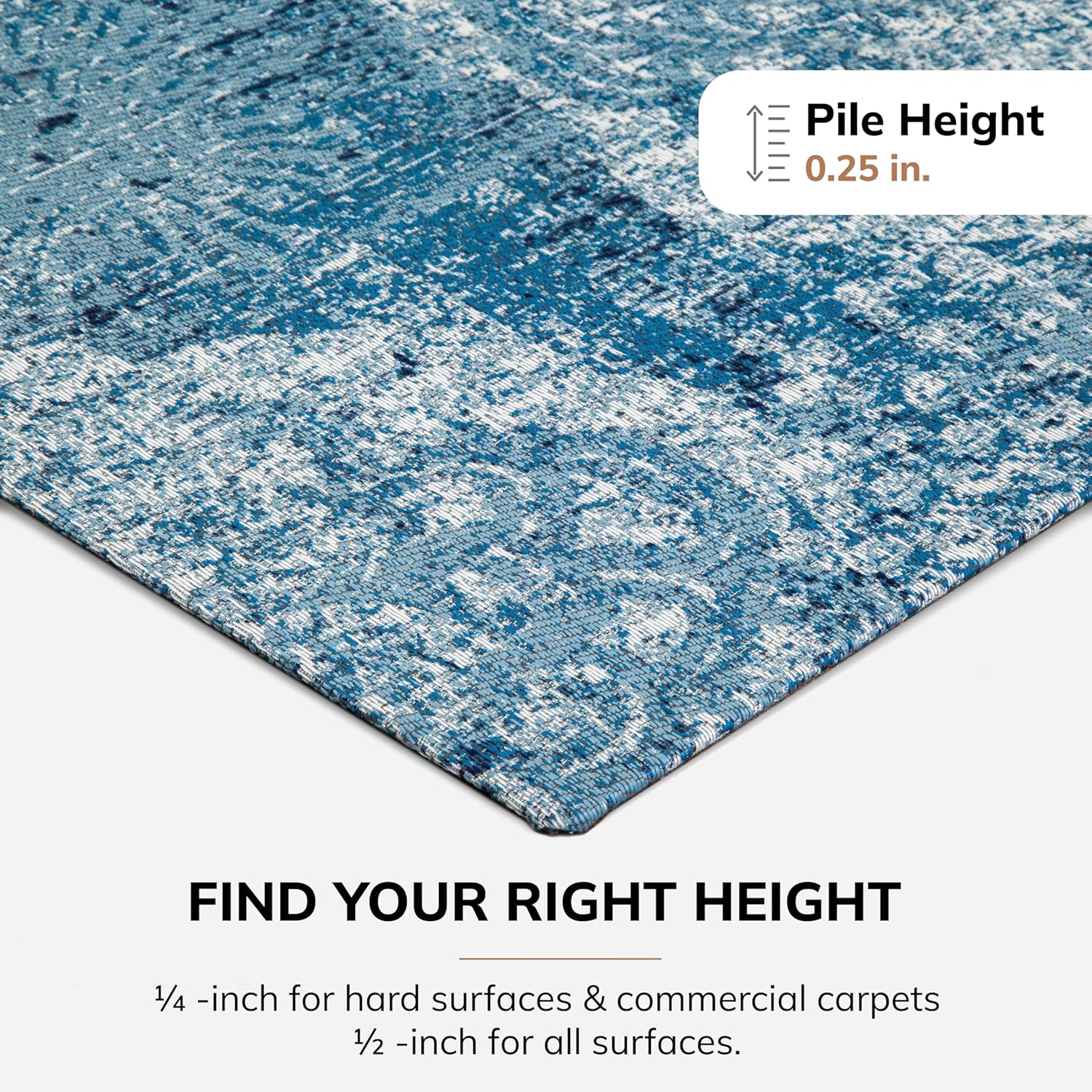 Anji Mountain Rug'd Office Chair Mat for Carpet & Hardwood Floor - Jacquard Woven Top, Anti-Slip Backing, Low Pile