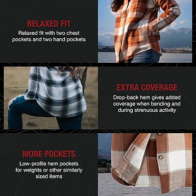 VERTX Women's Valley Flannel Plaid Shirt, Cotton Blend