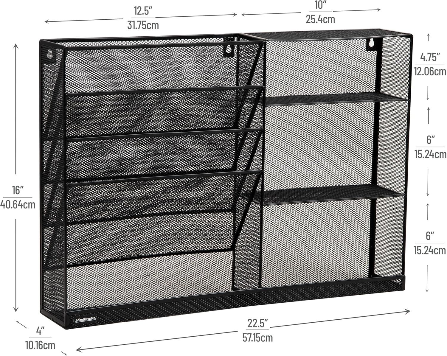 MIND READER 4-Tier Vertical File Organizer, Desktop & Wall Mount, Metal