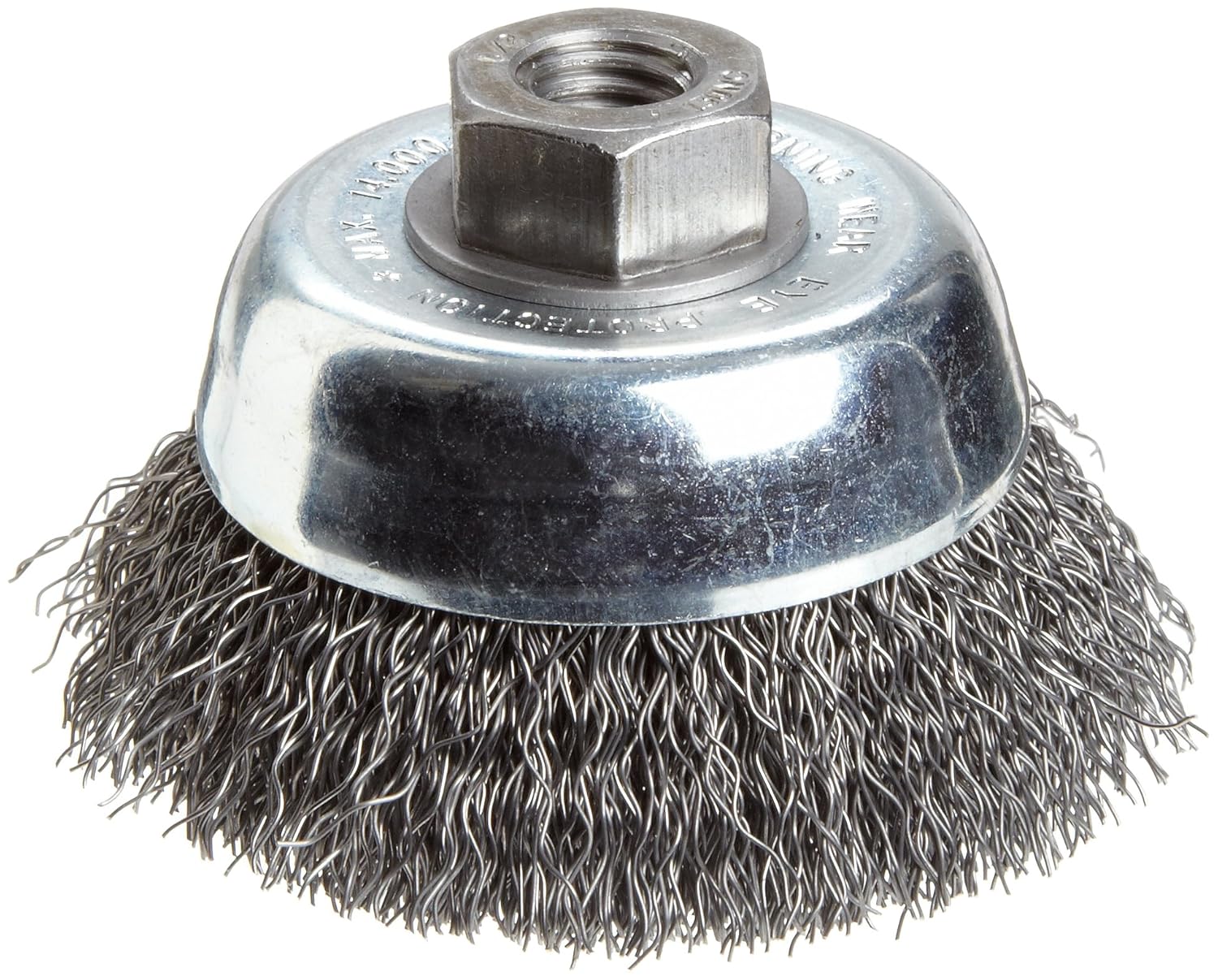 Weiler 36032 Vortec Pro 3" Crimped Wire Cup Brush, .014" Steel Fill. 1/2"-13 UNC Nut, Made in the USA
