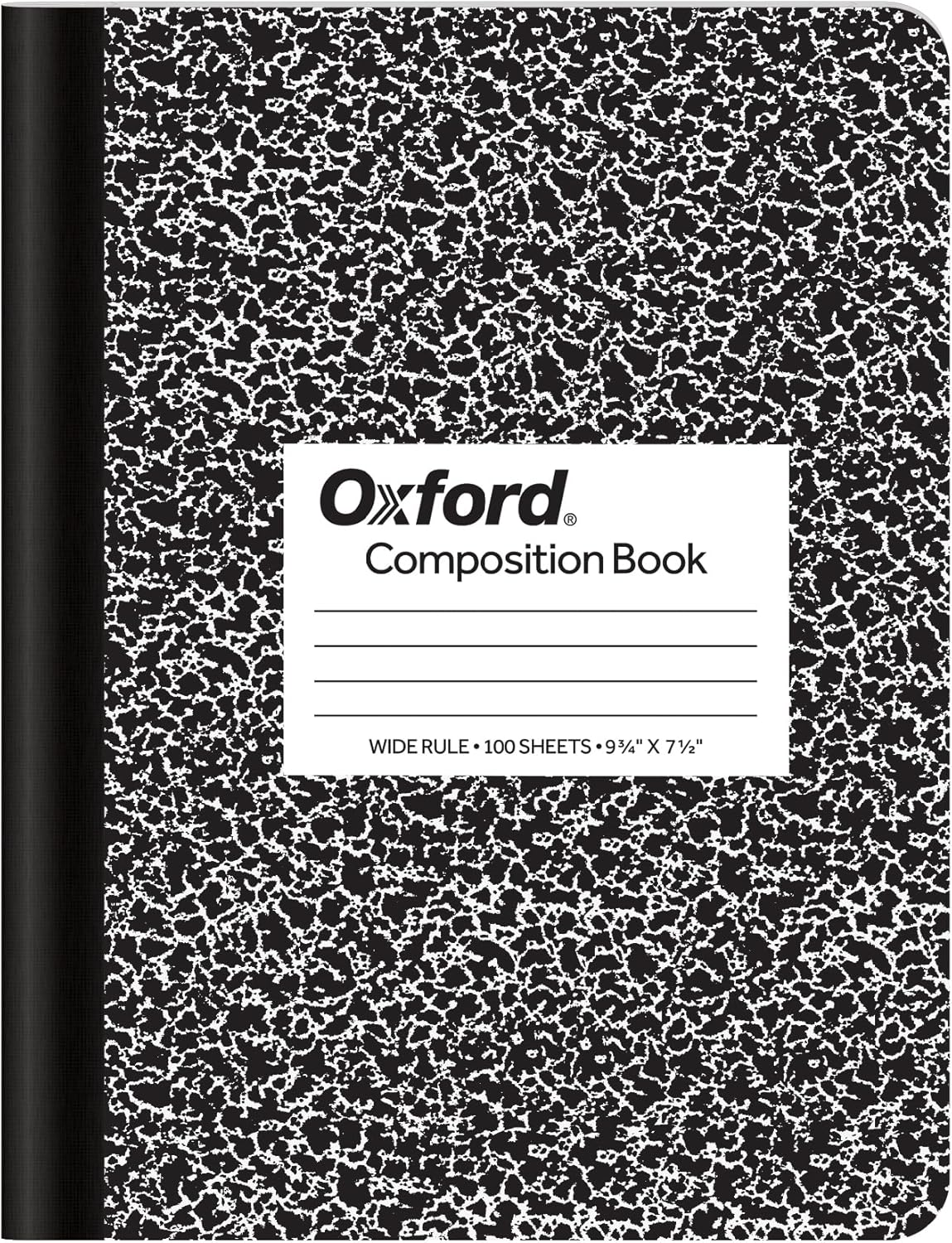 TOPS Composition Book, 7-1/2in x 9-3/4in, Wide Rule, 100 Sheets, Black Marble