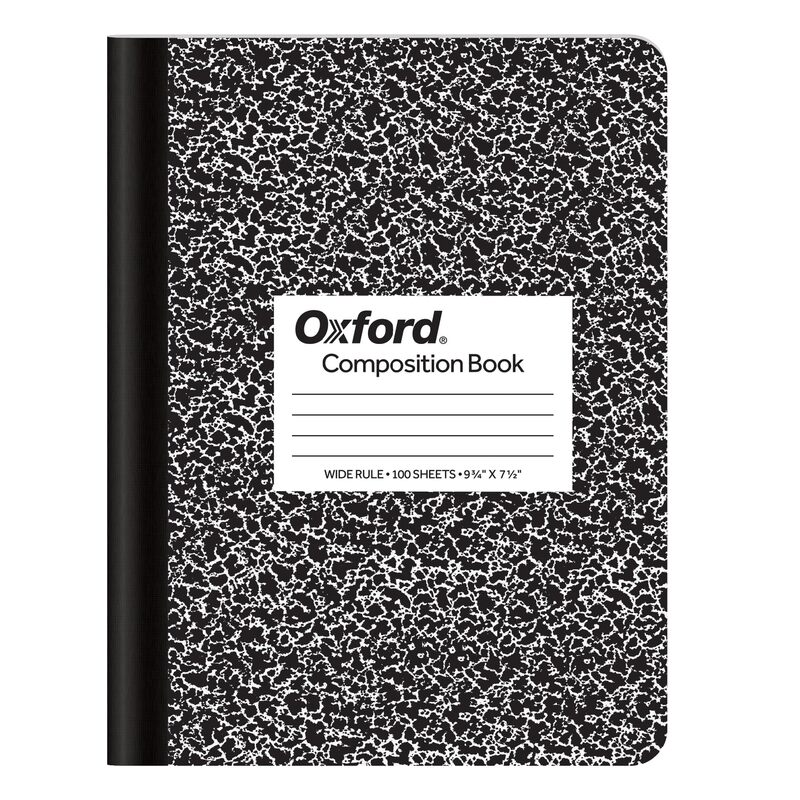 TOPS Composition Book, 7-1/2in x 9-3/4in, Wide Rule, 100 Sheets, Black Marble