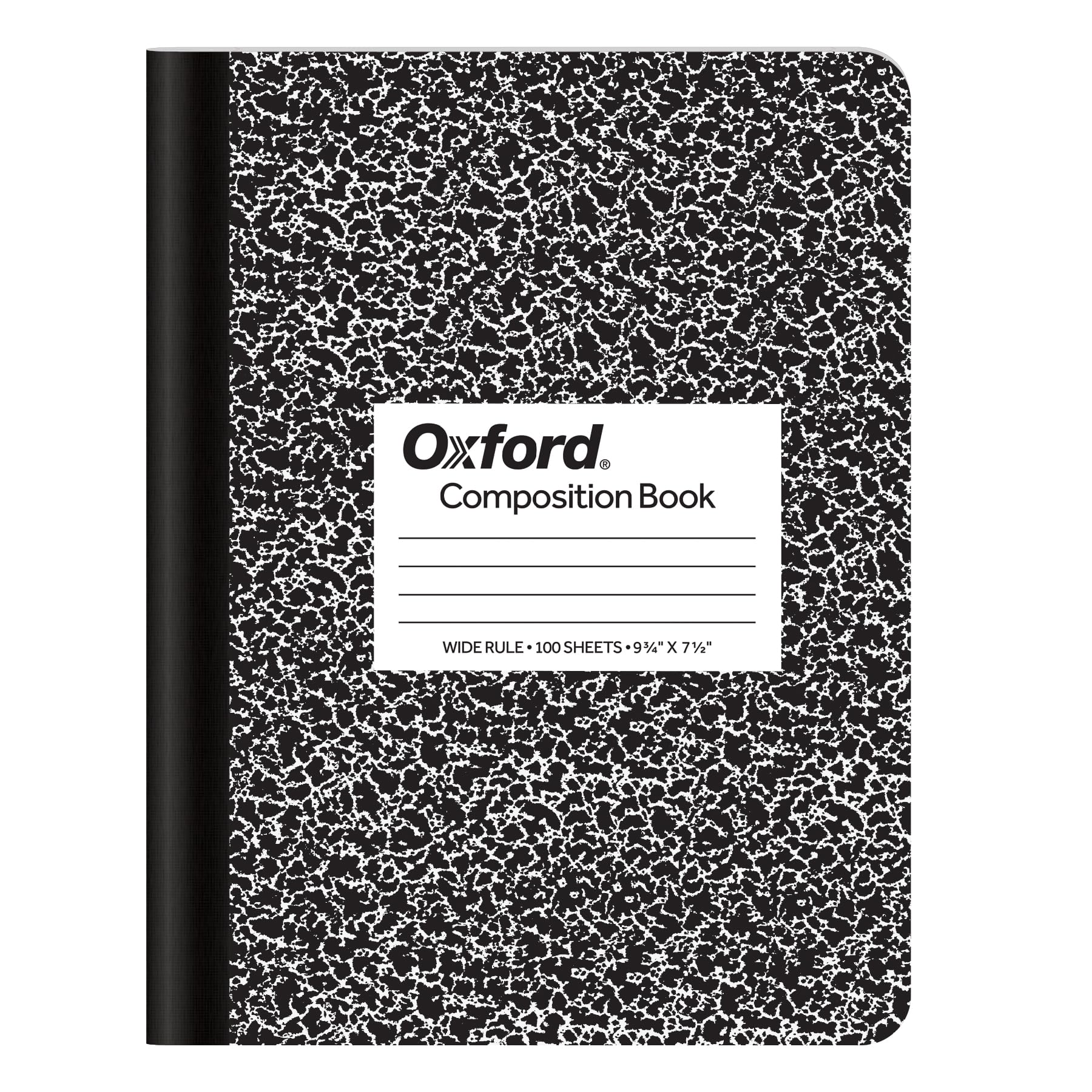 TOPS Composition Book, 7-1/2in x 9-3/4in, Wide Rule, 100 Sheets, Black Marble