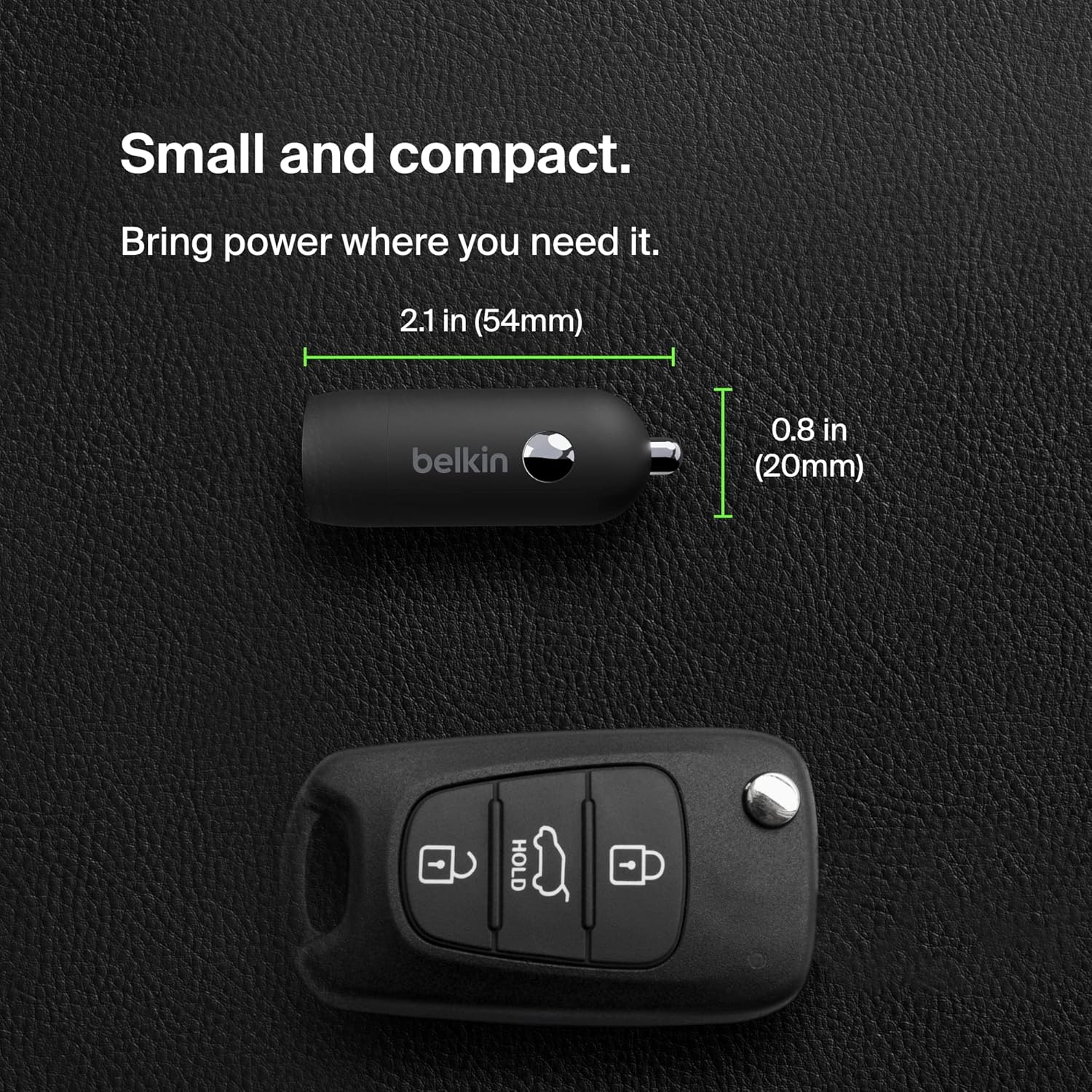 Belkin BoostCharge™ 30W Fast Car Charger, Compact Design withUSB-C Power Delivery Port, USB-C to Lightning Cable Included