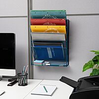 Mind Reader 5-Tier Vertical File Holder, Desktop Organizer, Wall Mount