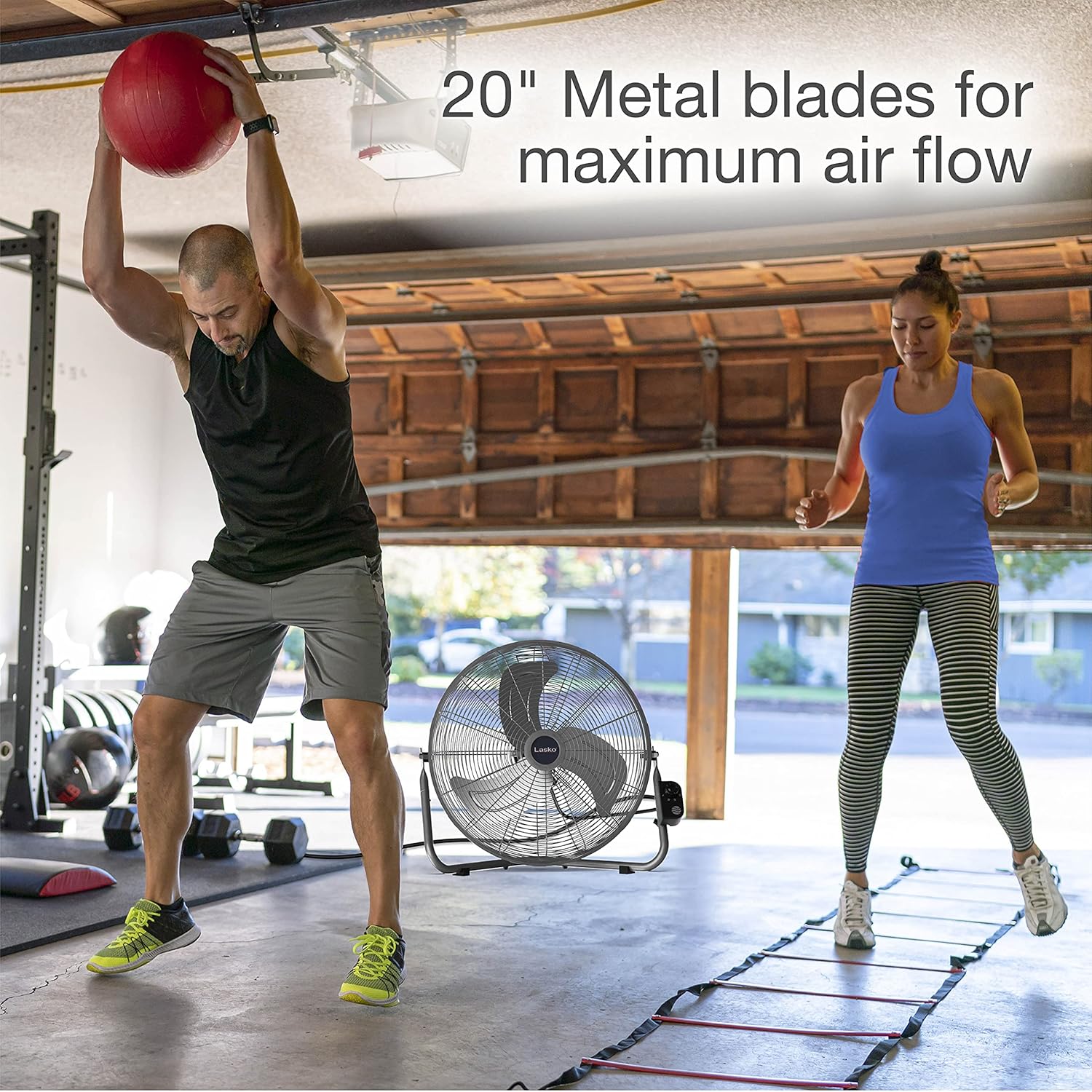 Lasko 20" Silver High Velocity Wall Mount Fan with Pivoting Head - 3 Speeds, Ideal Wall Mount Fan or Floor Fan for Home