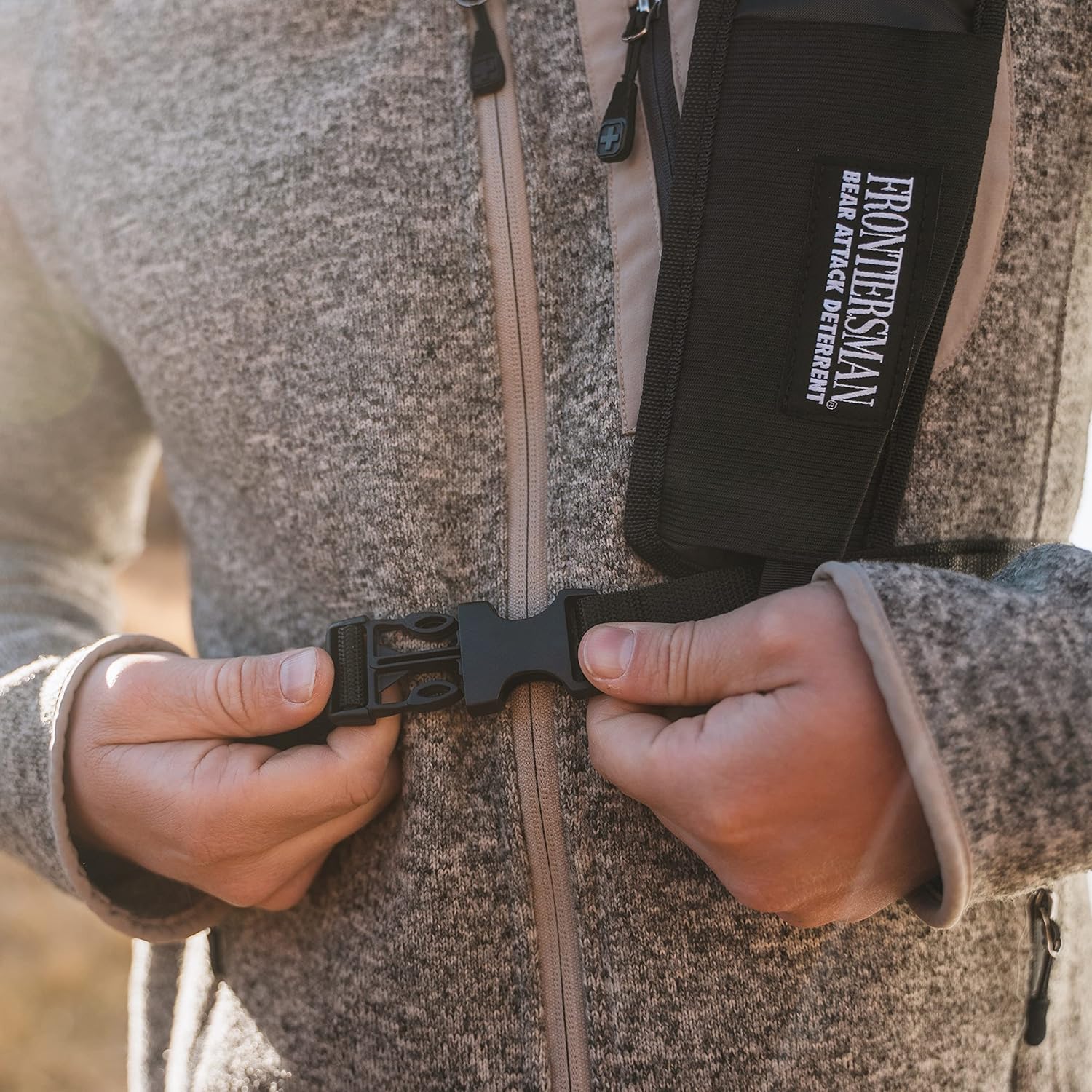 SABRE Frontiersman Bear Spray Holster, Nylon 3-in-1 Chest/Belt/Waist, Fits 7.9 & 9.2 oz