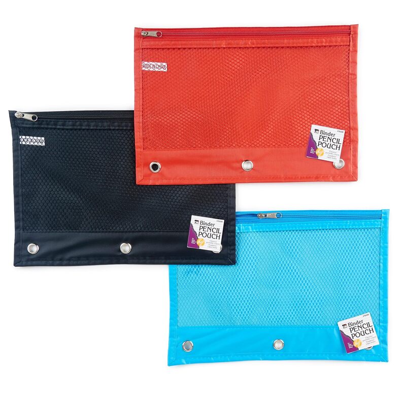 Charles Leonard Pencil Pouches, 10in x 7in, Assorted Colors, Pack Of 24 Pouches