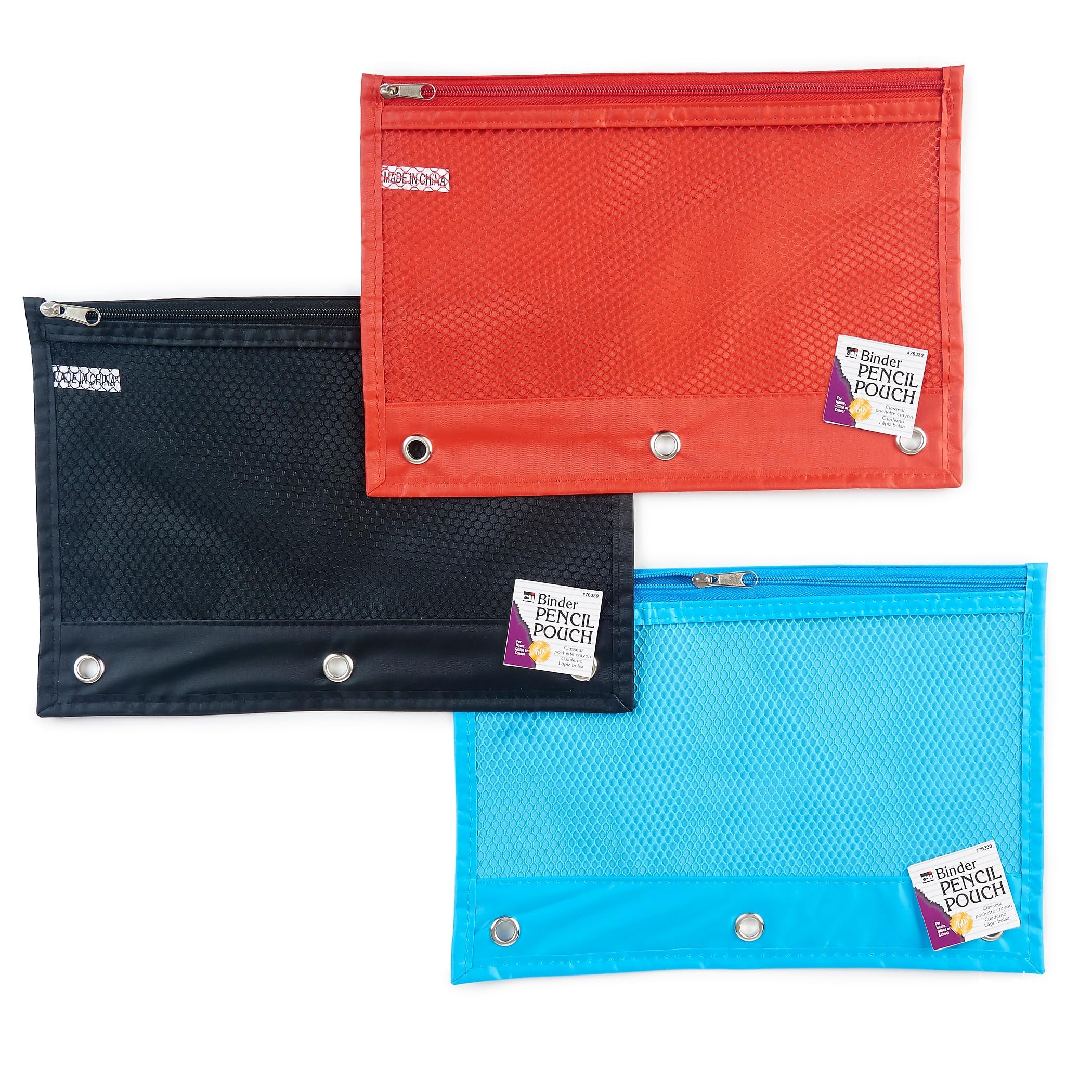 Charles Leonard Pencil Pouches, 10in x 7in, Assorted Colors, Pack Of 24 Pouches