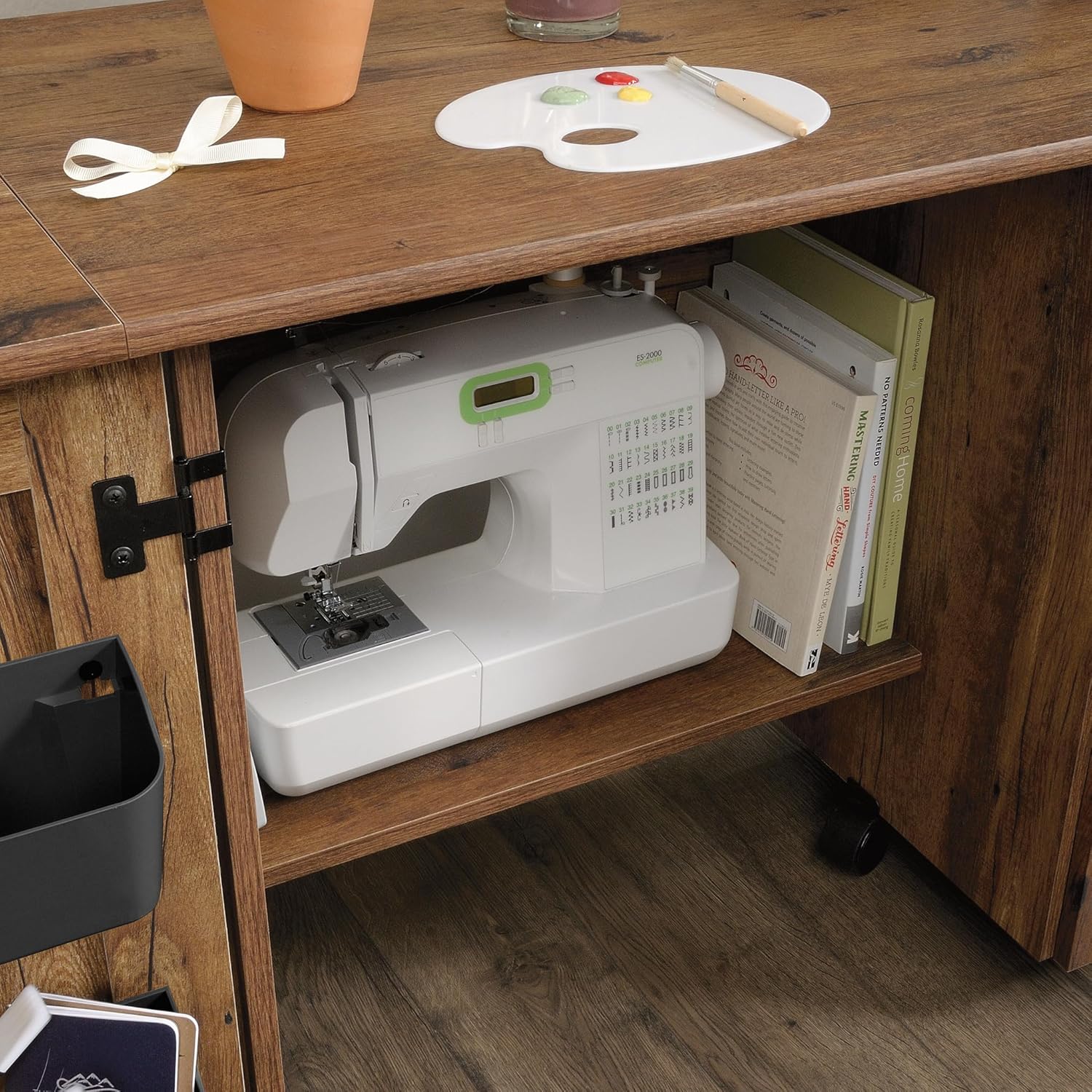 Sauder Select Sewing And Craft Table, 29inH x 40inW, Vintage Oak