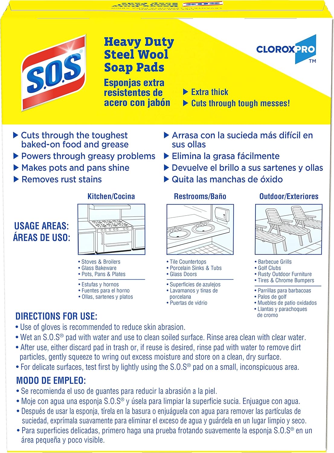 CloroxPro S.O.S Steel Wool Soap Pads, 15 Ct., Pack of 12 (Pack May Vary)